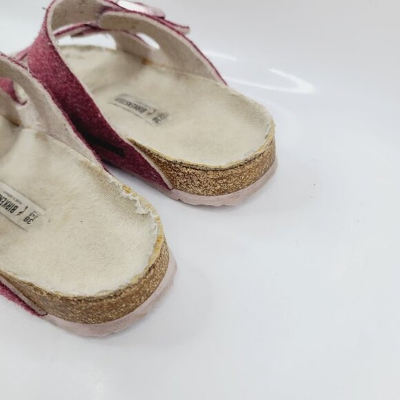 Birkenstock Women's Burgundy Arizona Suede Leather Classic Slide Sandal Size 7 - Picture 4 of 7